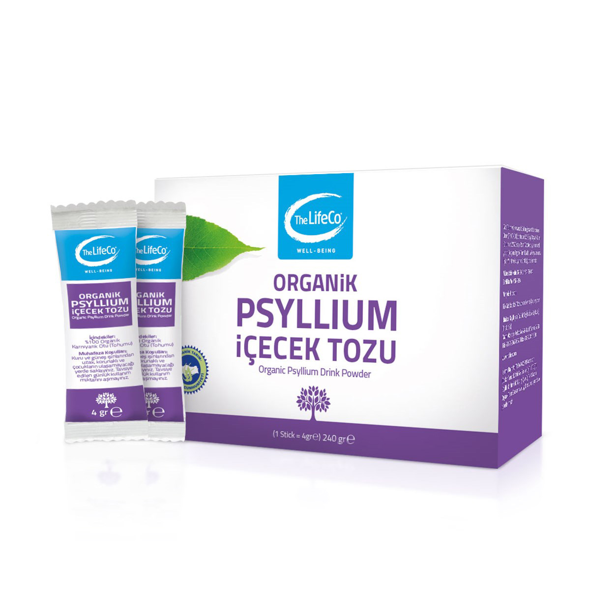 The LifeCo Organik Psyllium Karnıyarık Otu İçecek Tozu 240 gr. (4 gr x 60'lı Stick)